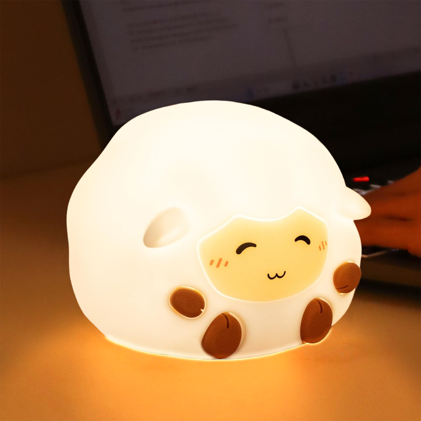 USB Rechargeable Cartoon Animal Touch Lamp, Cute Silicone Unicorn Sheep Hamster, RGB LED Night Light, Kids Bedroom Decor