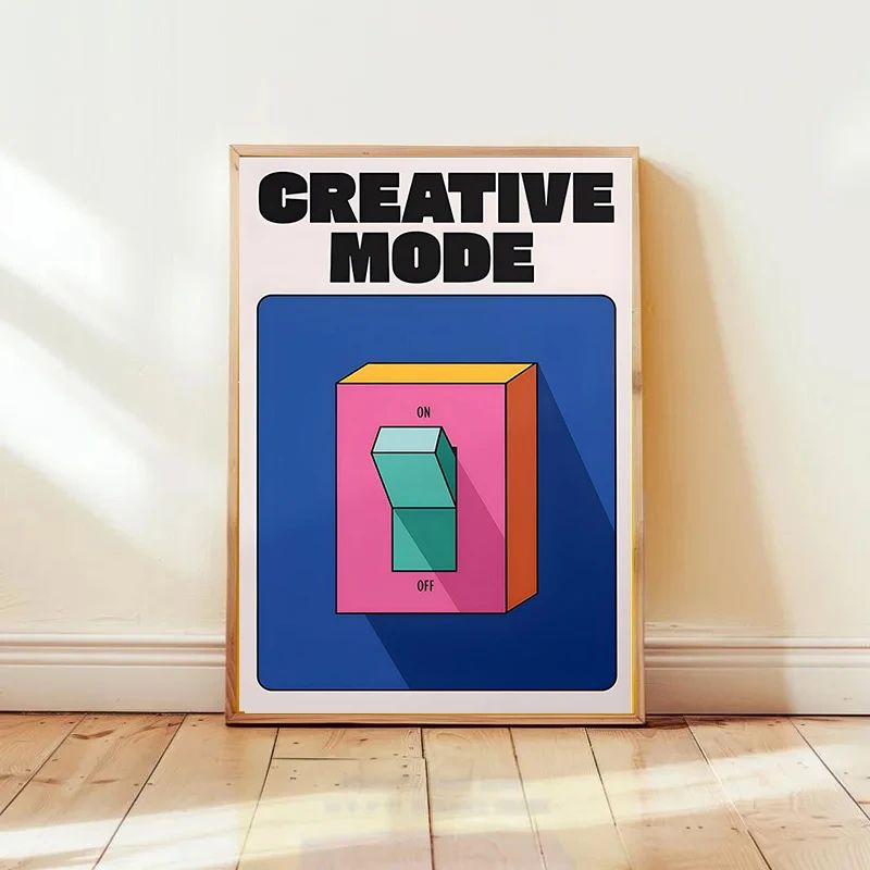 Retro mental health poster with Positive Quotes Cartoon Wall Art Print