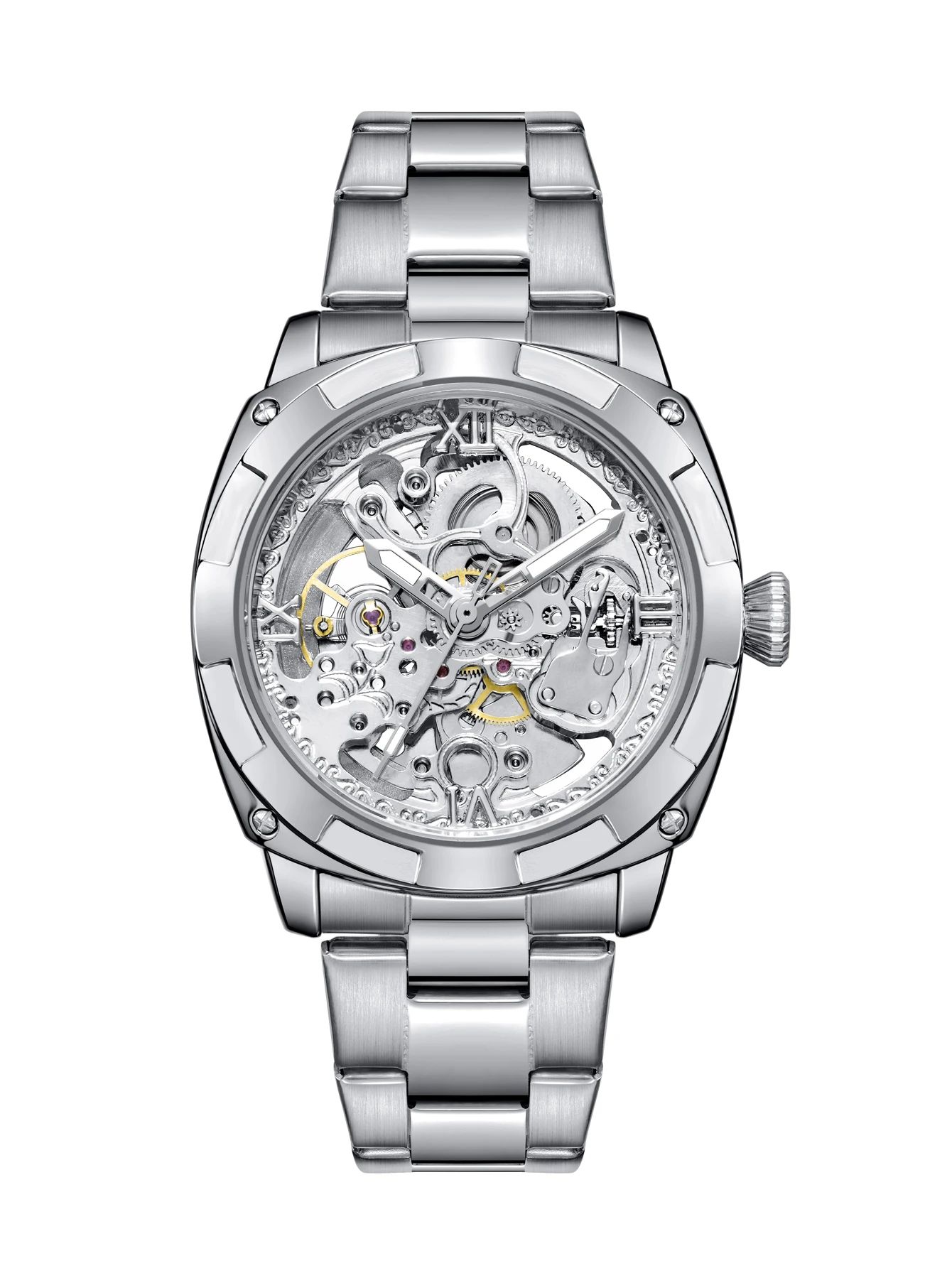 Luxury Skeleton Automatic Men's Tonneau Watch – Waterproof Stainless Steel