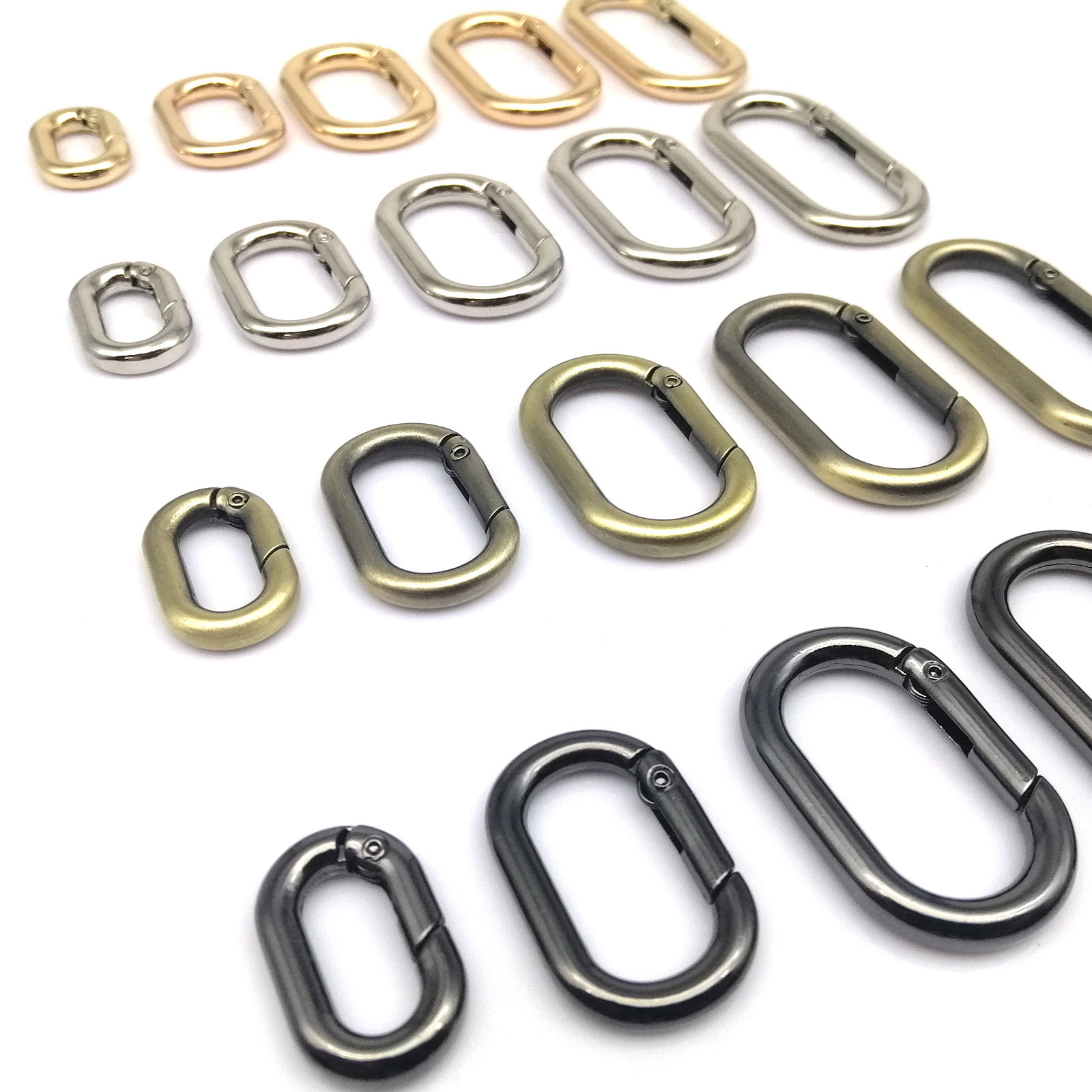 Oval Spring O-Ring Clasp Premium Leather Bag Connector, Keychain Carabiner, Snap Clasp for Bags, Keys, and Dog Chains