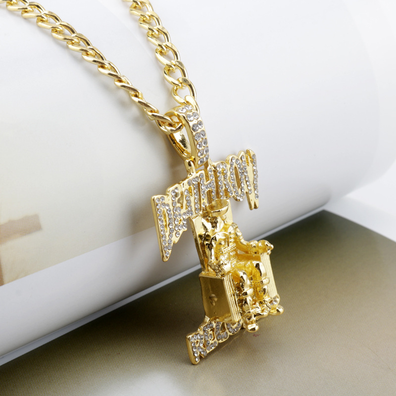 Wholesale Exquisite AAA Zircon Inlaid Trendy Hip Hop Prisoner Necklace with Death Prisoner Zircon Pendant Available Now