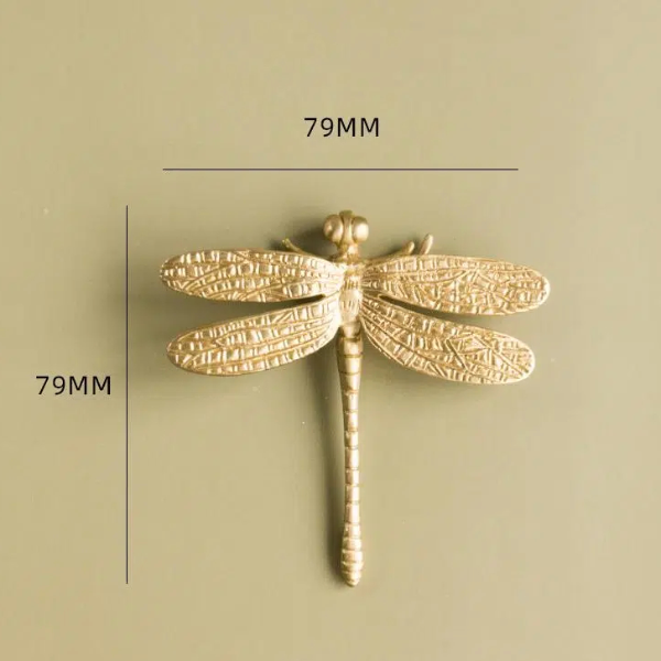 Solid Brass Dragonfly Cabinet Knobs for Drawers & Cupboards