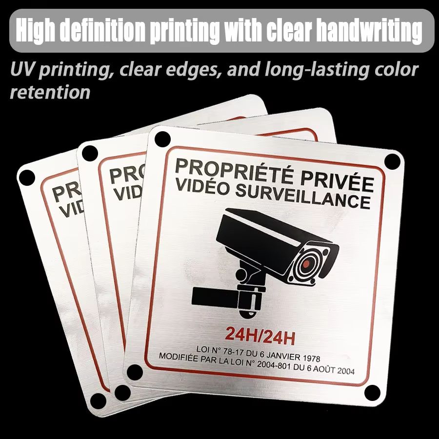 Premium French Aluminum Alloy Private Property Video Surveillance Sign