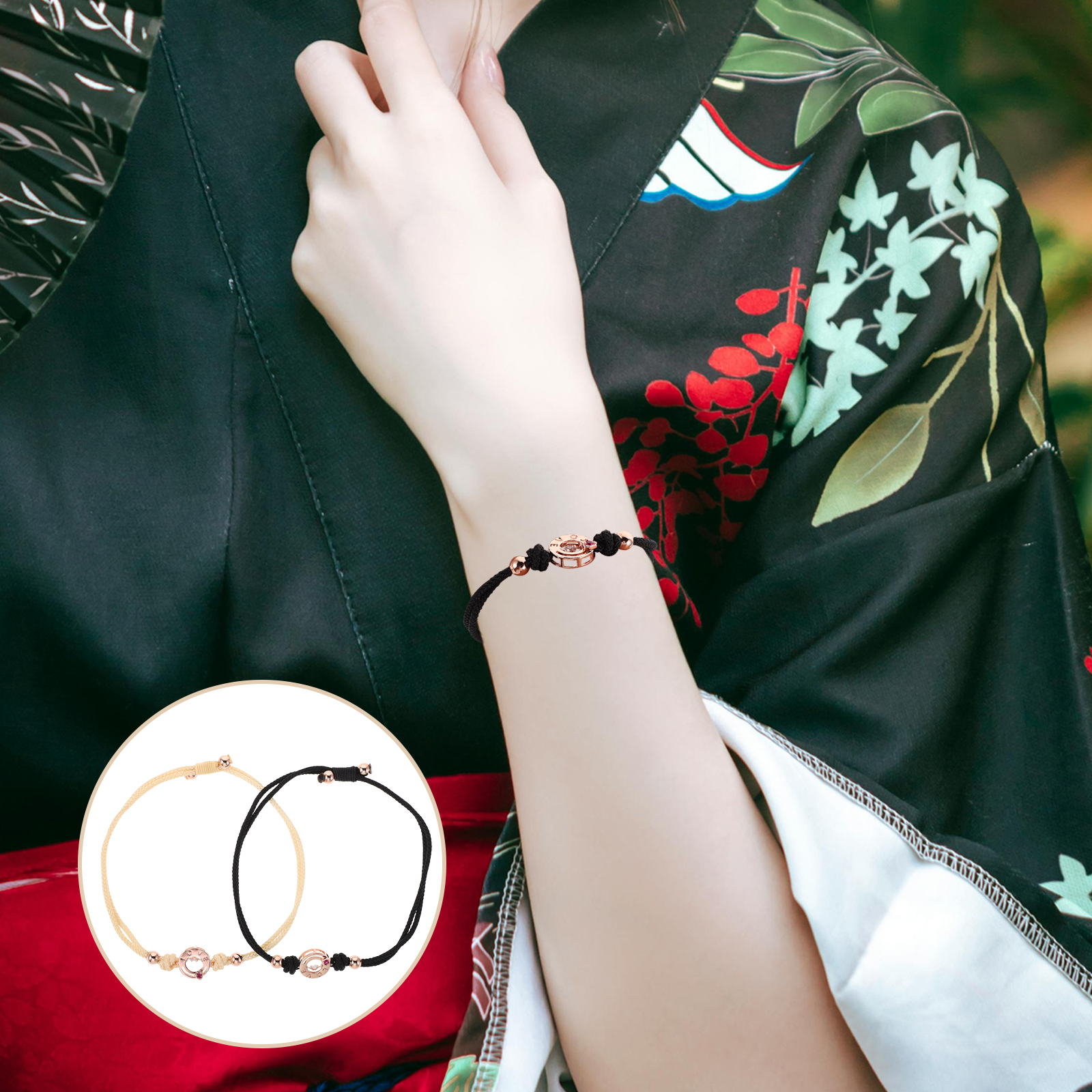 Durable Woven Adjustable Vibration Touch Bracelets for Couples Him Her Long Distance Relationship Matching Wristbands