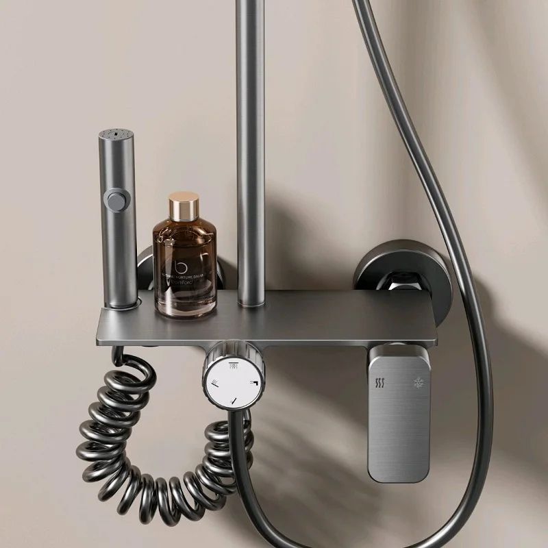 Gunmetal Gray Bathroom Shower System Set