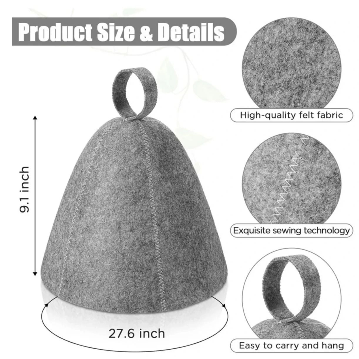 Anti-Heat Thicken Wool Felt Sauna Hat Bathroom Shower Cap & Hair Turban