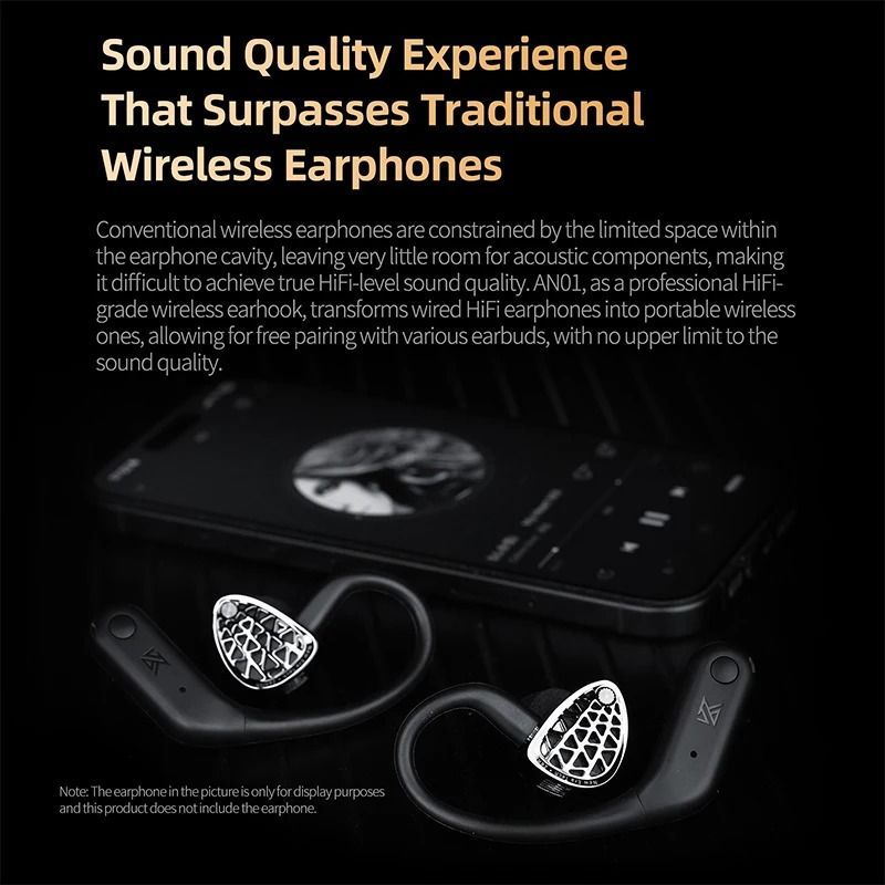 Wireless Ear Hook Cable with Active Noise Cancellation and LDAC Audio