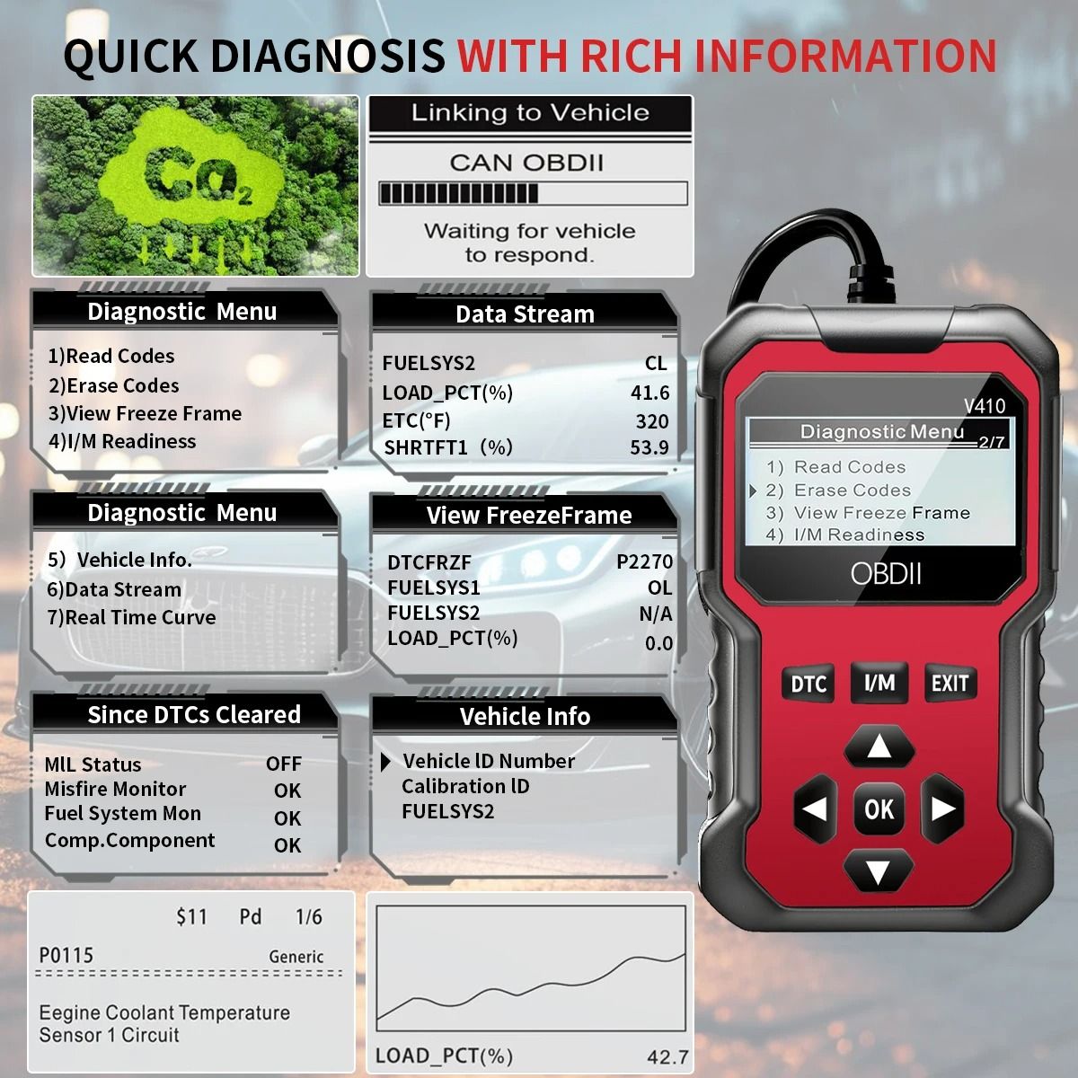 Universal OBD2 Engine Diagnostic Code Reader