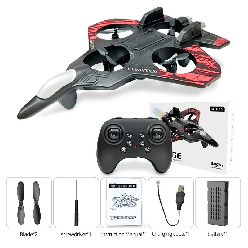 L101 RC Foam Airplane 2.4G Remote Control Fighter Jet with LED Lights and Stunt Flight
