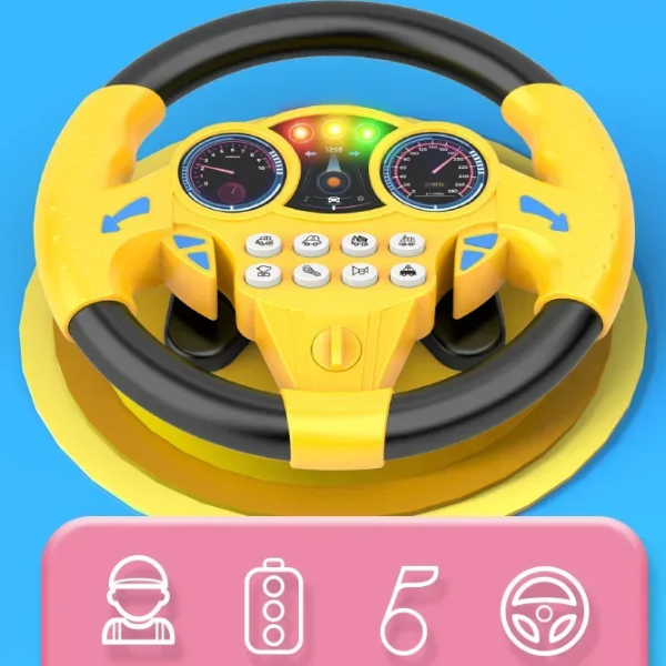 Children's Toy Infant Shining Simulation Steering Wheel, Kids Early Education Stroller Steering Wheel Vocal Toy