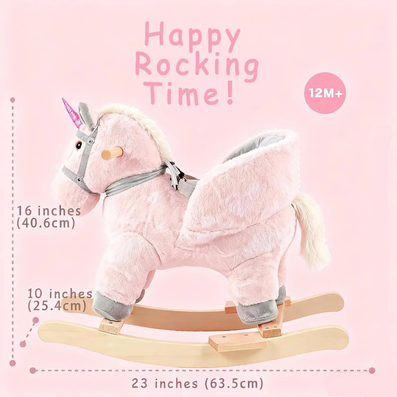 Wooden Plush Rocker Unicorn Ride On Toys for Toddlers, Baby Unicorn Rocker Gift for Kids