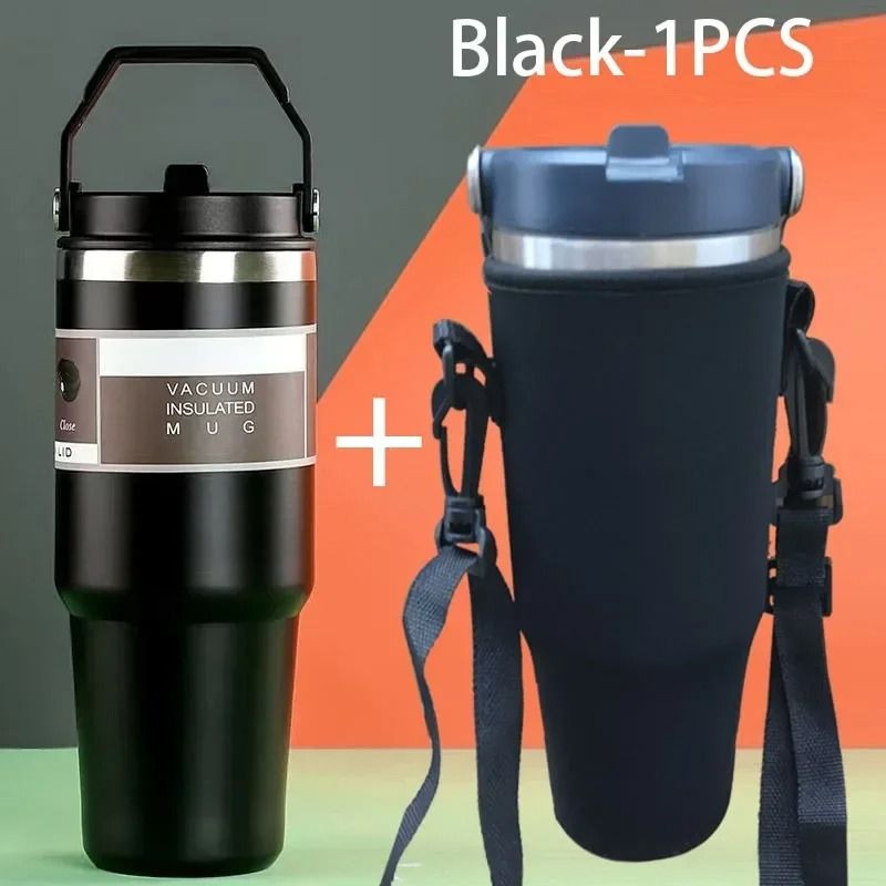 20oz/30oz Thermal Water Bottle With Straw Stainless Steel Car Coffee Mug Vacuum Flask Tumbler