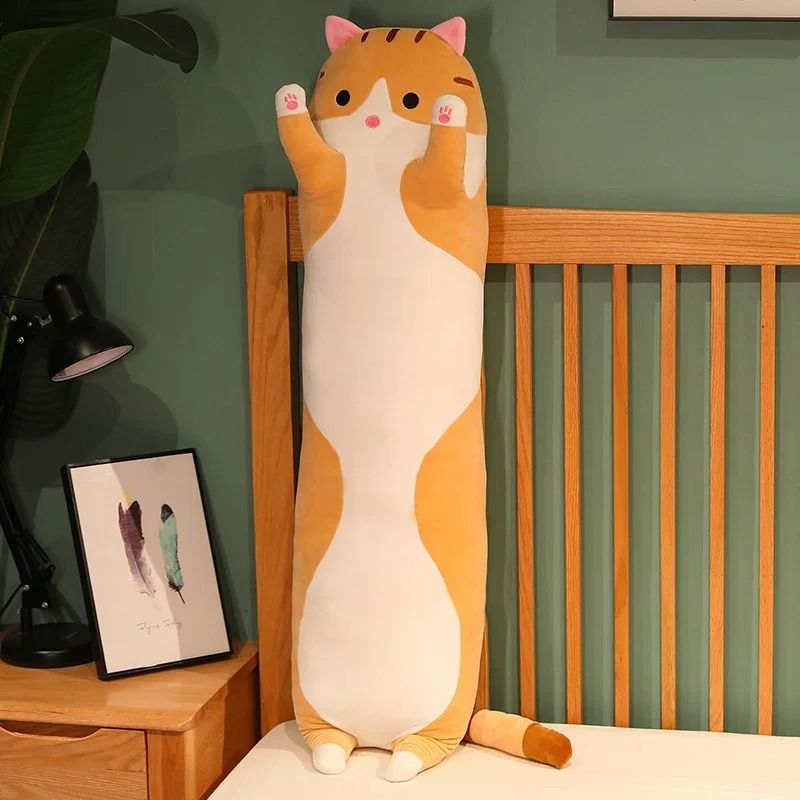 Long Cat Plush Pillow Soft Sleeping Plushie Doll