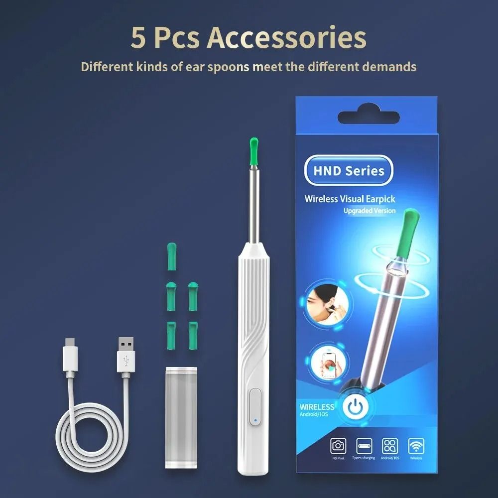 HD Wireless Ear Cleaner with Camera – Smart Otoscope Earwax Removal Tool Kit with 6 LED Lights