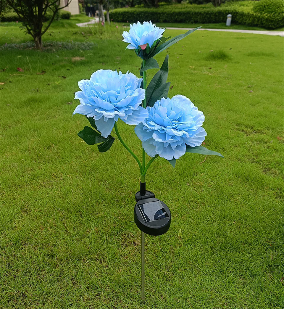 Waterproof Solar Garden Lights, Head Peony Flowers for Yard, Outdoor Lawn Decor, Pathway Pink Lights