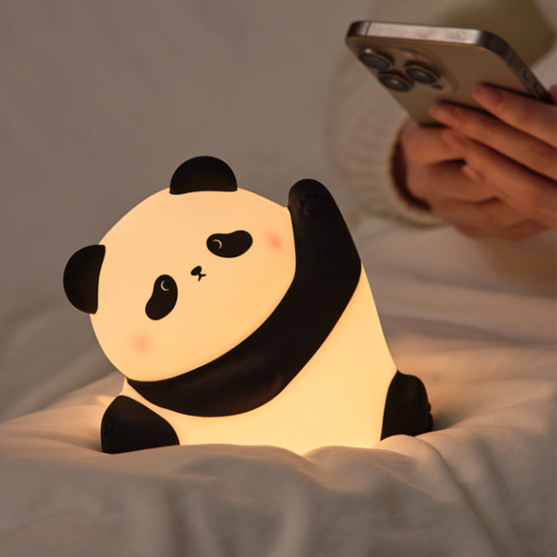 Panda LED Night Light, Touch Sensor Cartoon Kid's Nightlights, Silicone Child Bedside Lamp, Holiday Christmas Gift