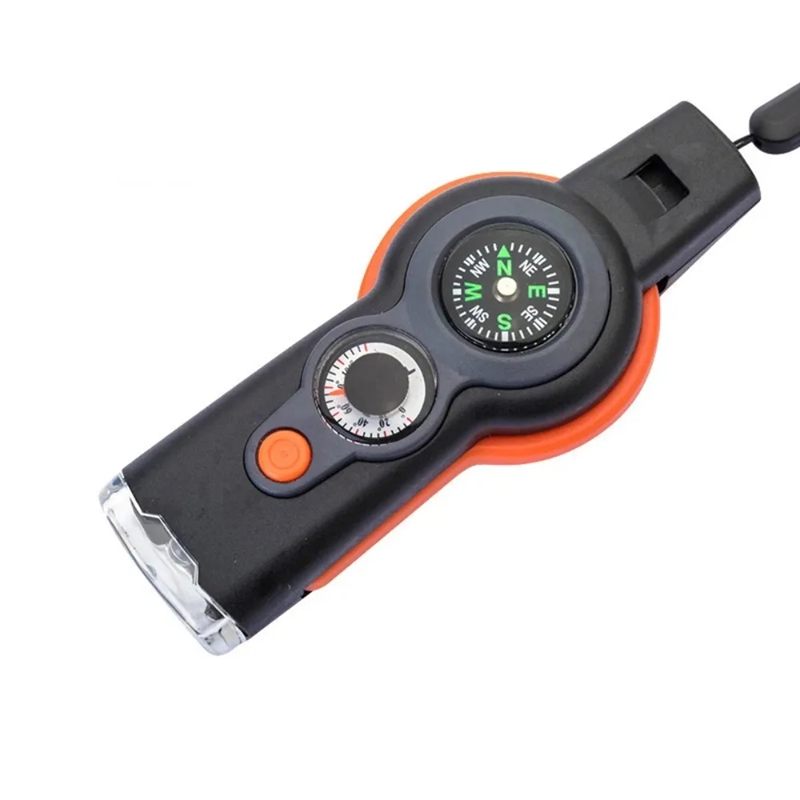 Multi Function Survival Whistle with Compass Flashlight for Camping Hiking Safety Gear