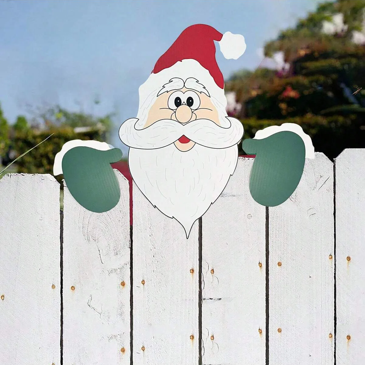 Santa Clause Peeker Yard Ornament, Christmas Fence Decoration, Indoor Outdoor Holiday Placard, DIY Festival Gift