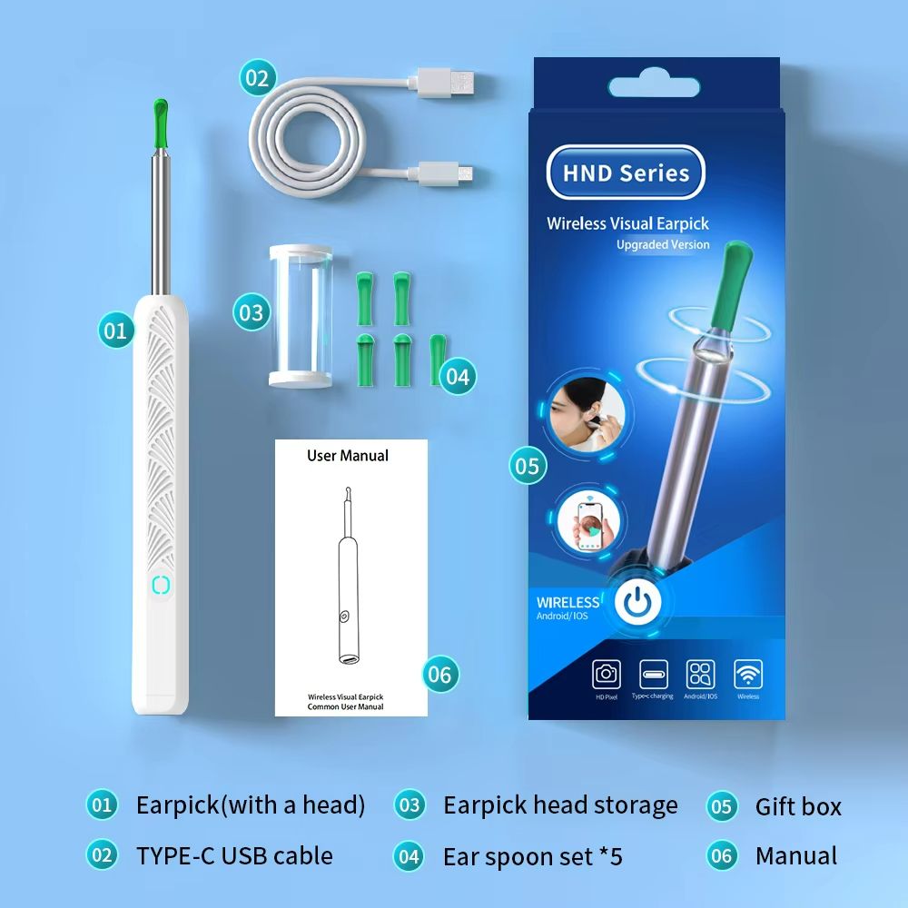 Wireless Ear Cleaner with Camera – USB-C Rechargeable Otoscope Earwax Removal Tool