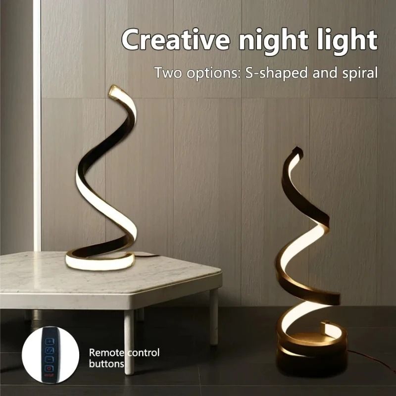 Modern LED Spiral Table Lamp – Three-Speed Dimming Decor