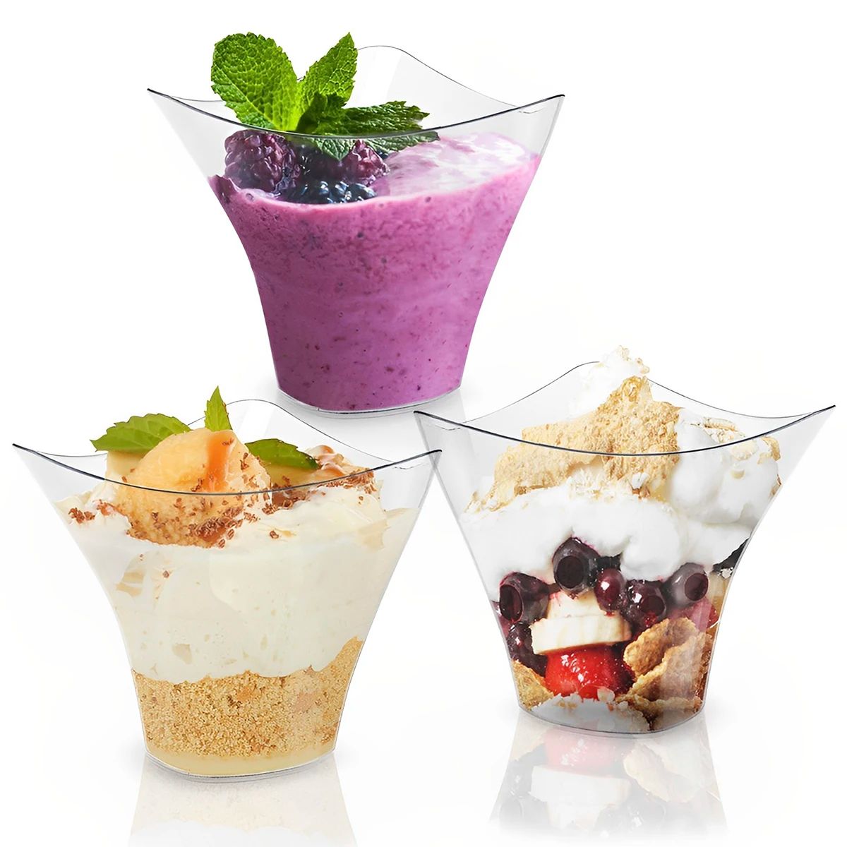 Clear Mini Dessert Cups with Spoons – Reusable Parfait & Appetizer Cups (50-Pack)