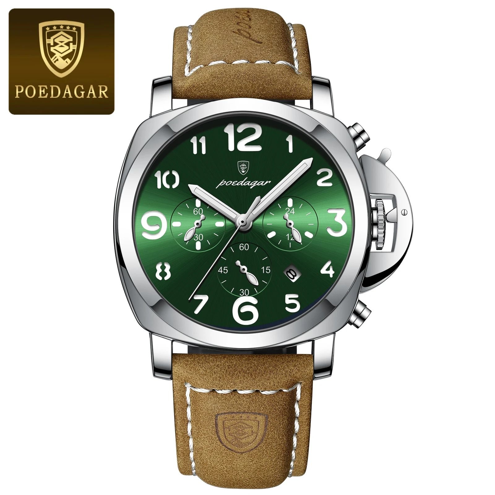 Luxury Military Waterproof Watch with Luminous Leather Strap Quartz Movement