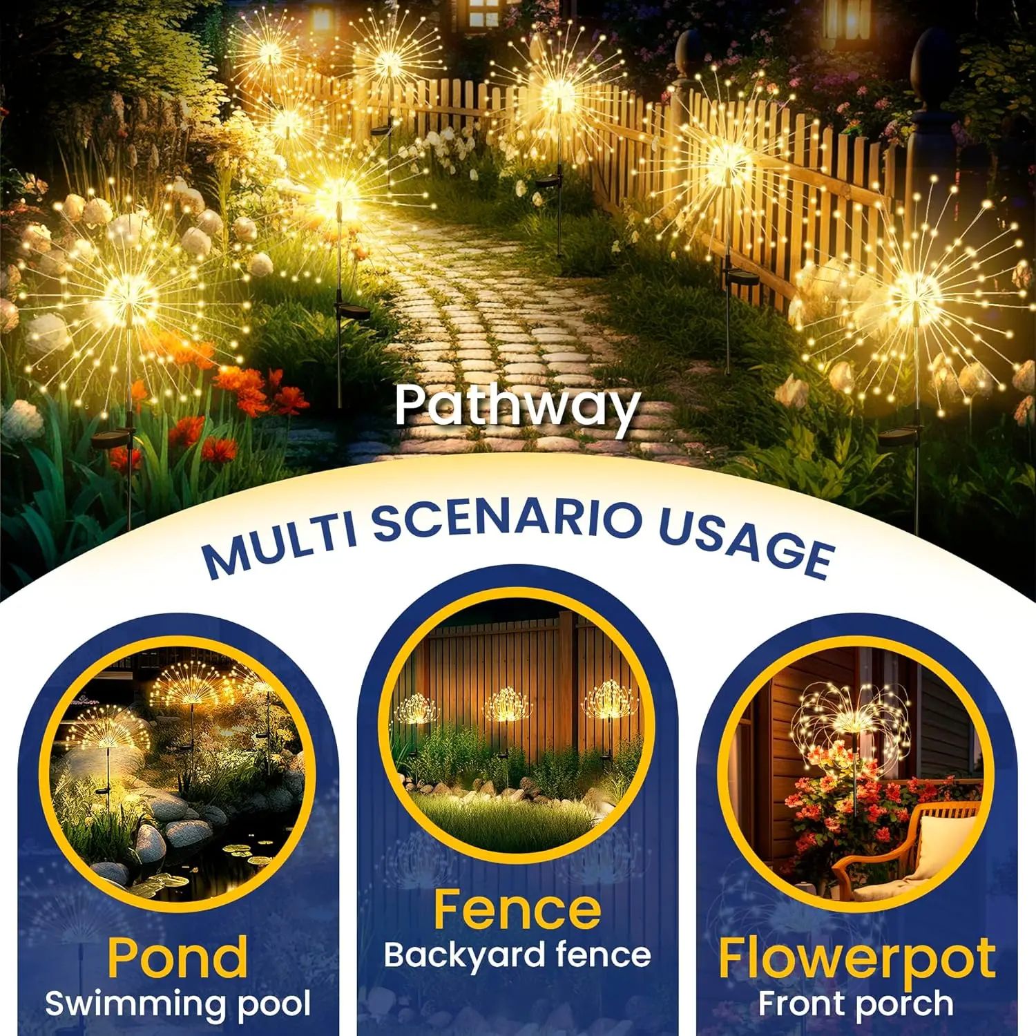 Solar Firework Garden Lights – Waterproof Outdoor Fairy Pathway & Patio Decor