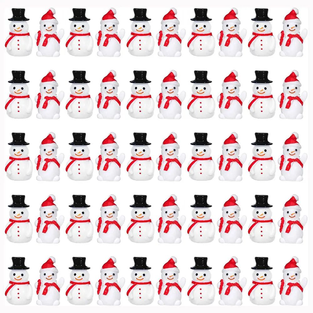 Mini Christmas Snowman Figurines Resin Set for DIY Garden Decor