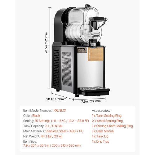 Commercial Slushy Machine Single Bowl Slush Drink Maker, Frozen Drink Machine with Temperature Control, Automatic Clean