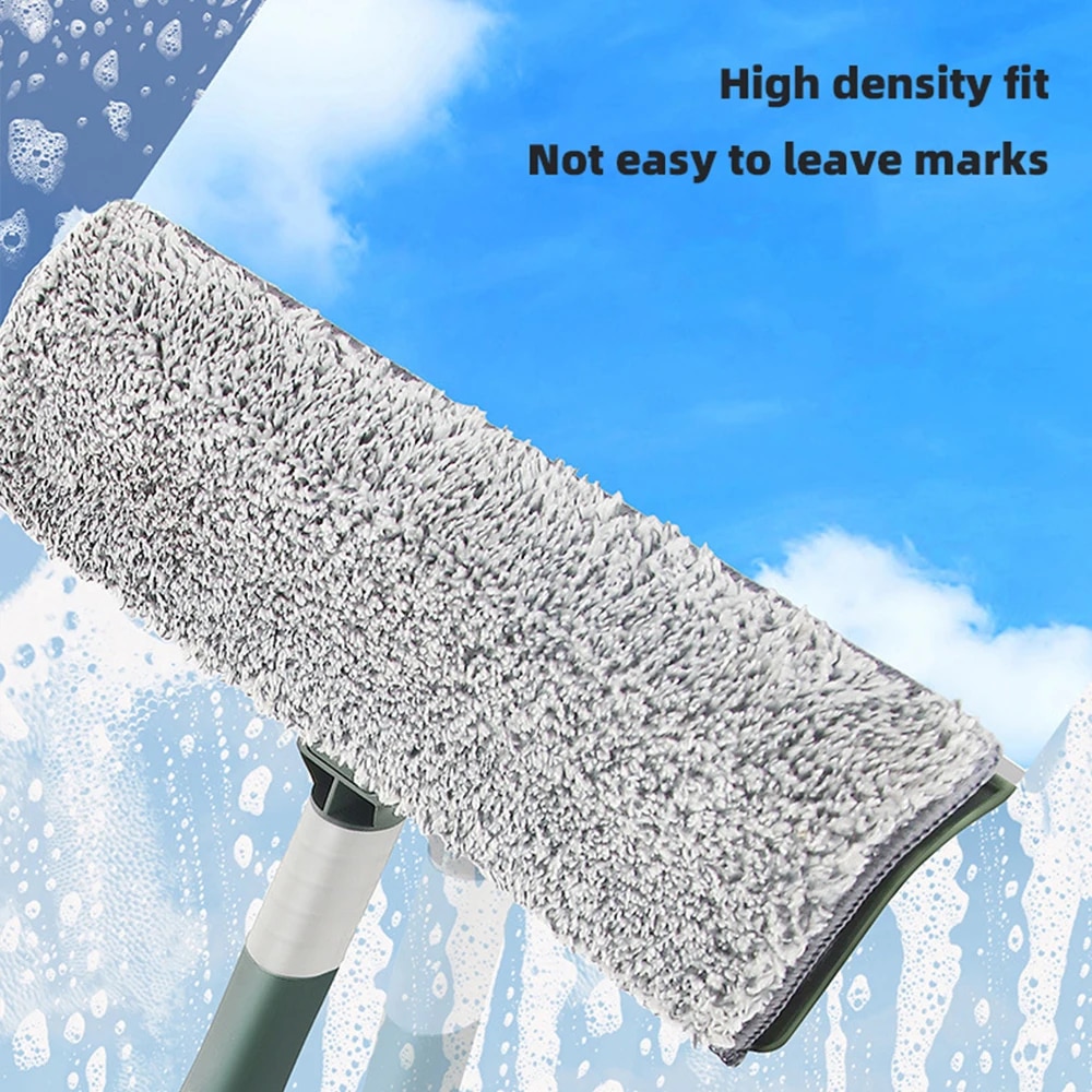 Extendable Window Cleaning Tool with Silicone Scraper - Glass Cleaner Mop for Household Cleaning