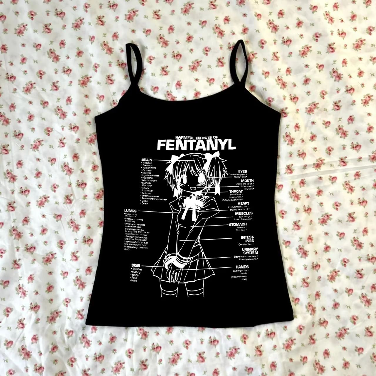 Streetwear Cartoon Print Graphic Crop Tank Top for Women