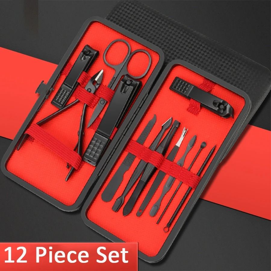 Stainless Steel Manicure Set Nail Clippers Kit 7 10 12 18 20 24 PCS with Leather Case