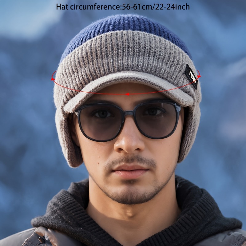 Fashionable Dad Hat with Ear Protection | Dual-Tone Knit Baseball Cap for Outdoor Activities.