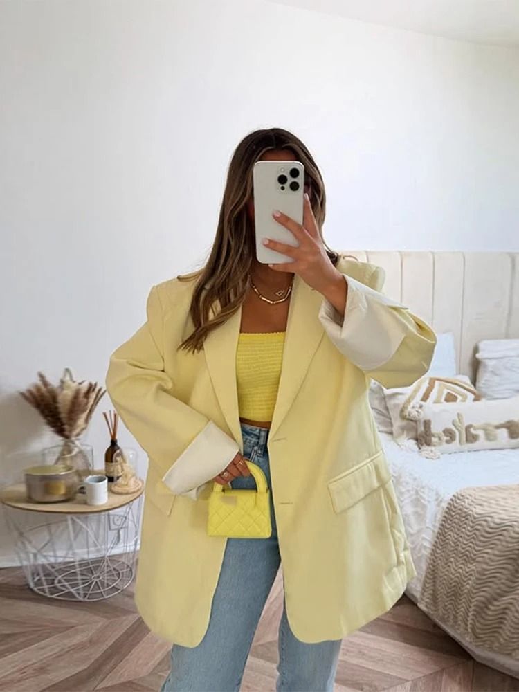 Womens Elegant Office Blazer | Premium 2025 Autumn Single Breasted Jacket & Professional Shoulder Pad Outwear