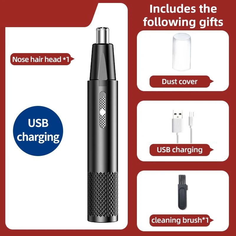 Rechargeable Nose Hair Trimmer With Dual-Use Design And Washable Blades