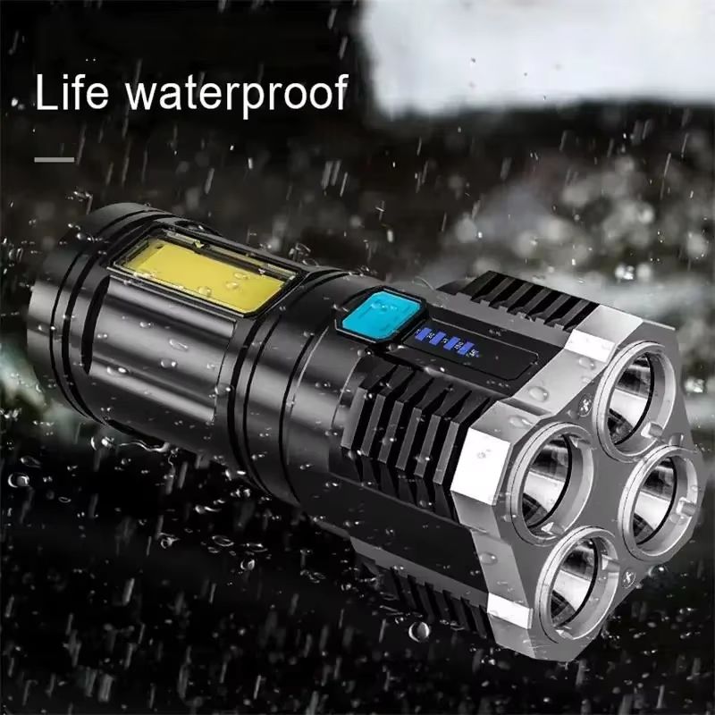 High Power Rechargeable LED Flashlight With COB Side Light and Lantern