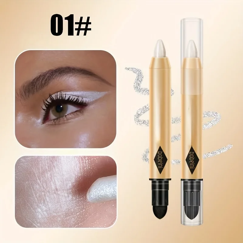 Metallic Double-head Eyeshadow, Diamond Shimmer Highlighter Stick, Ultra Pigmented Long Lasting Pencil