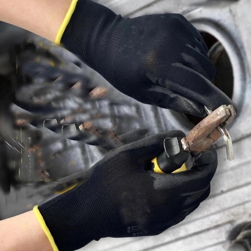 Free Polyurethane Safety Work Gloves Palm Coated Carpenter & Repairman Gloves