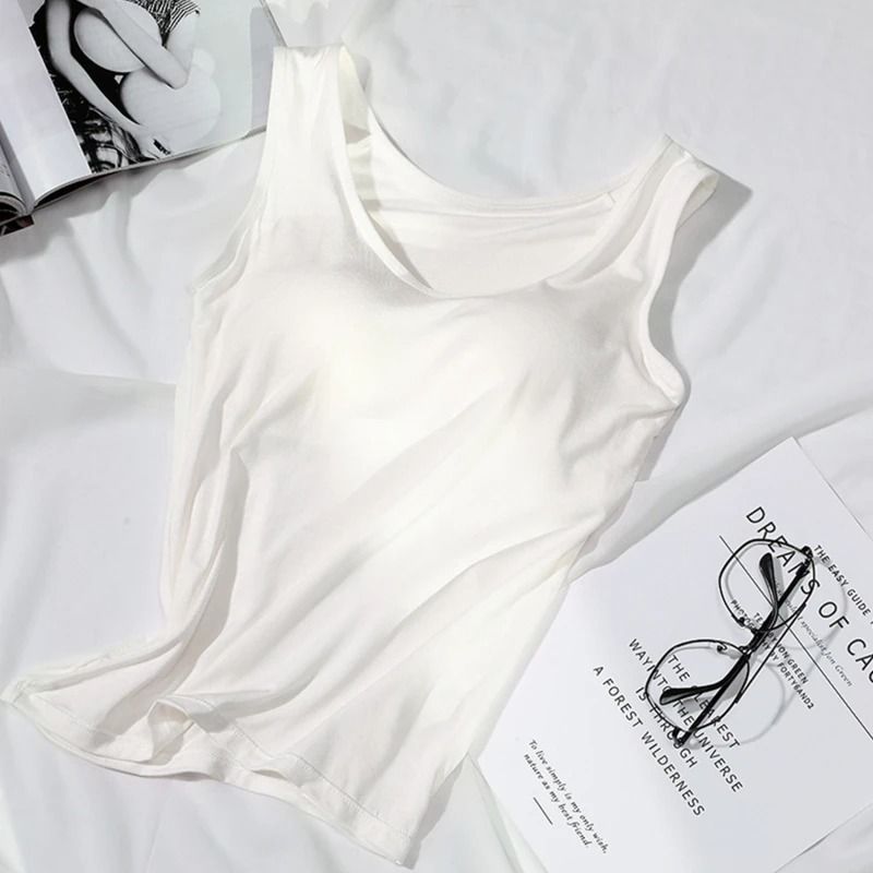 Women Slim Fit Tank Top with Built In Bra