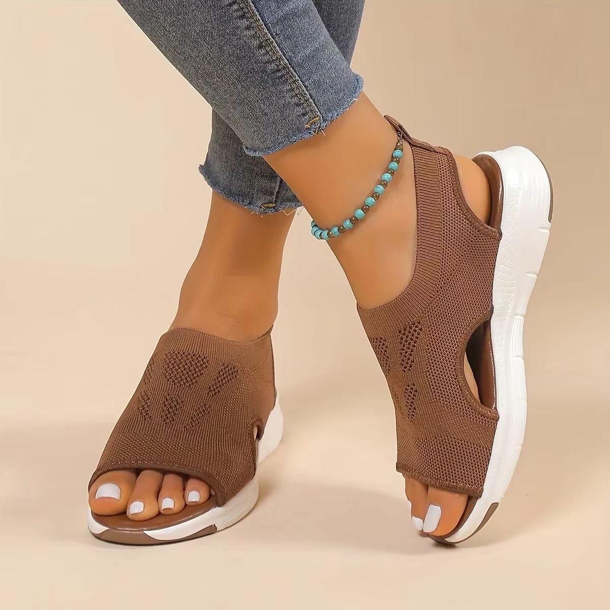 Chic Open-Toe Wedge Sandals with Strappy Back – Stylish & Comfortable Summer Footwear for Women