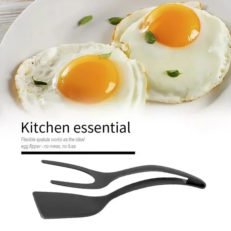 2 in 1 Kitchen Tongs Spatula Tongs Egg Flipper and Steak Turner Cooking Tool