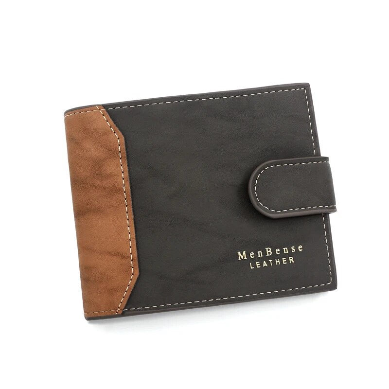 Premium PU Leather Mens Wallet with Hasp Closure Compact Credit Card Holder