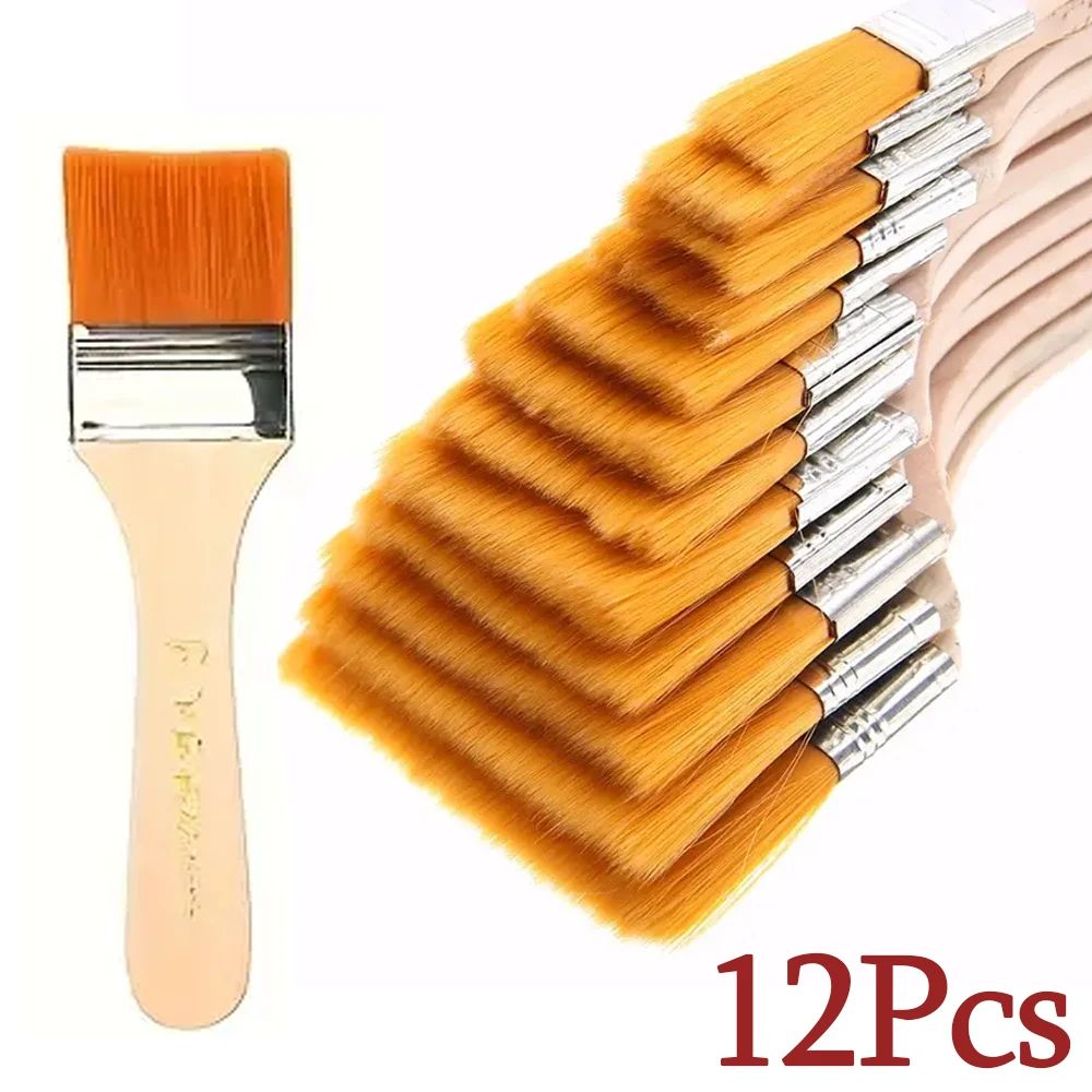 PrecisionFlow 12 Piece Nylon Paint Brush Set For Acrylic Watercolor And Oil Painting