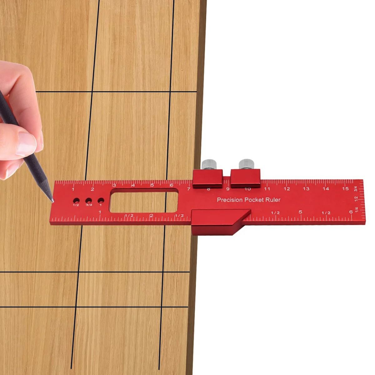Precision Pocket T Track Scribing Ruler with Slide Stop