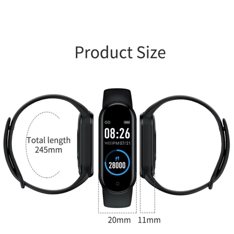 M4 Smart Watch Band, Heart Rate, Blood Pressure & Activity Tracker for Daily Wellness