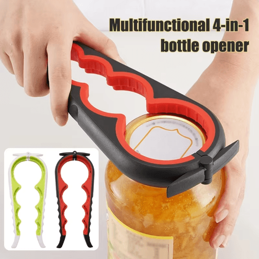 4-in-1 Multi-Functional Can & Bottle Opener with Anti-Slip Grip