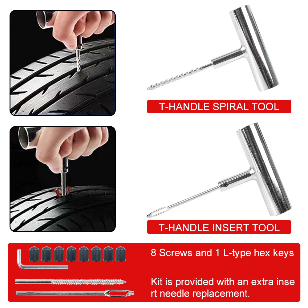 Tyre Repair Kit for Auto & Bike Tire Puncture Fixing Motorcycle & Car Tools