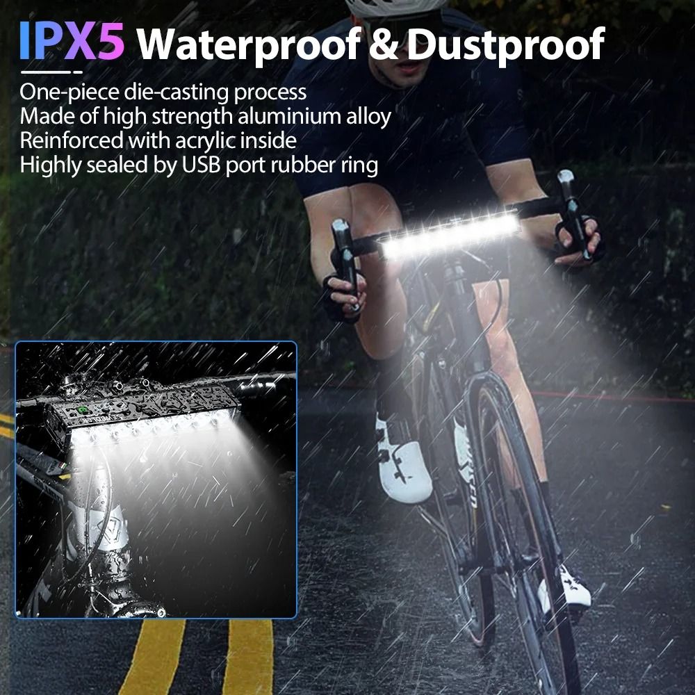 High Power Bicycle Front Light 10000 Lumen USB Rechargeable Waterproof Cycling Lamp
