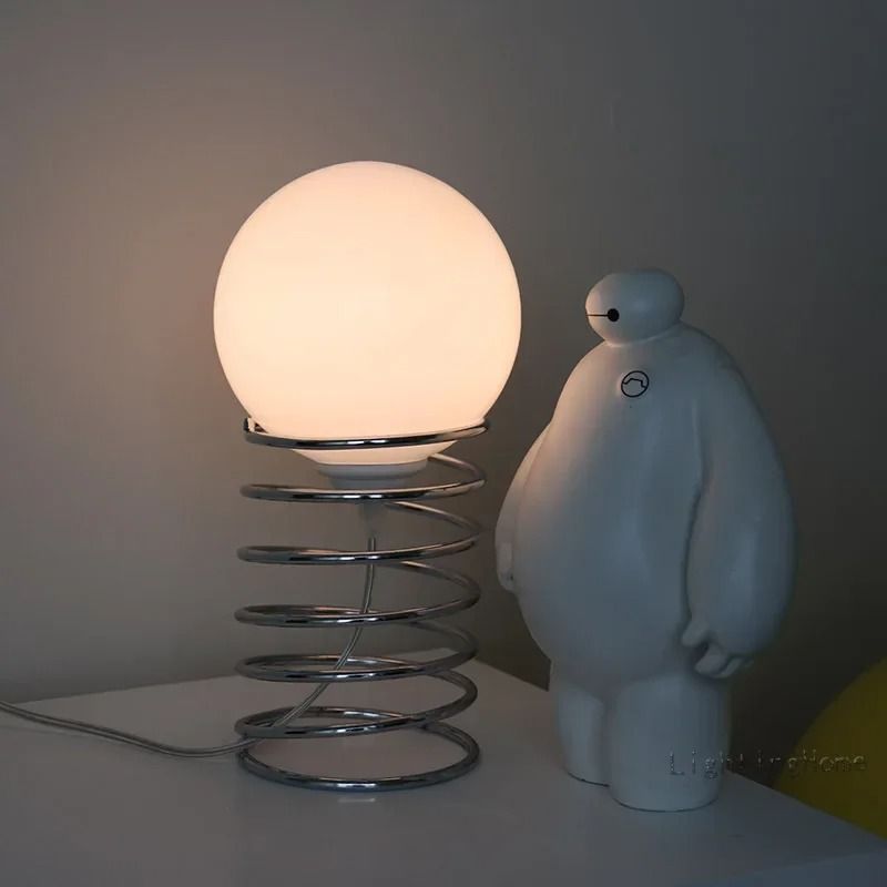 Bauhaus Spring Vintage Nordic Table Lamp with Glass Shade for Living Room or Bedroom