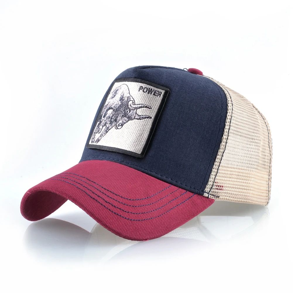 Embroidered Bull Patch Mesh Trucker Cap – Hip Hop Snapback Baseball Hat